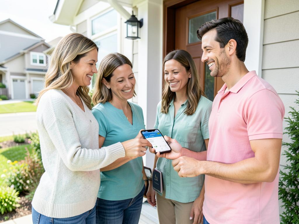 A professional introducing a homeowner to a digital home service